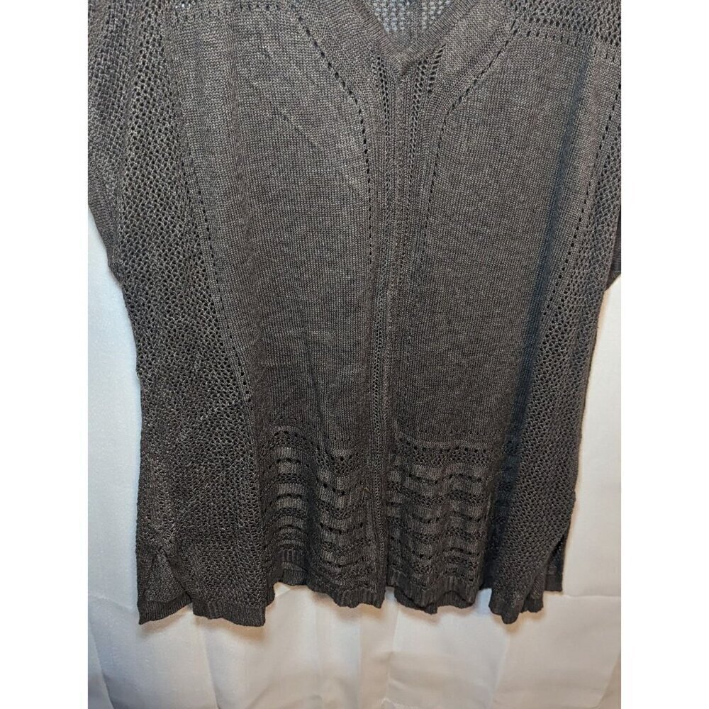 Lane Bryant Gray Sleeveless Sweater Open Knit Crochet Trim Size 14-16 - Picture 5 of 14